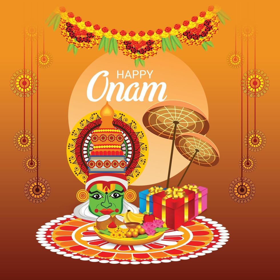 Ilustración vectorial de un fondo de celebración para happy onam vector