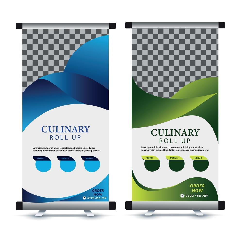 banner enrollable de restaurante vertical vector