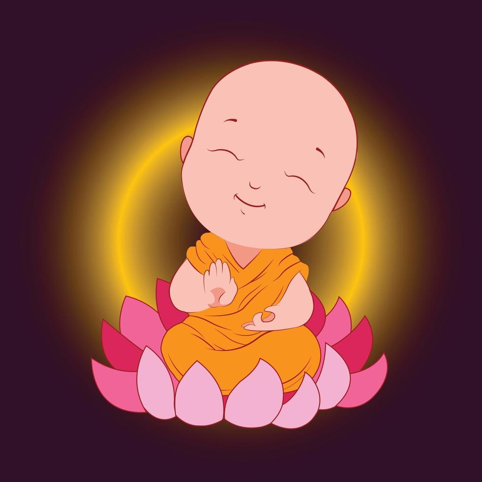 cute budha on lotus vector