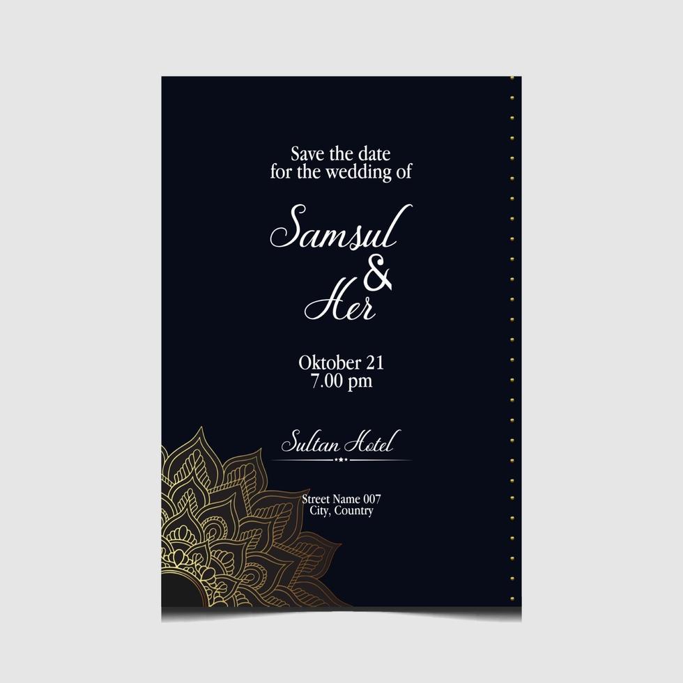 Luxury gold mandala ornate background for wedding invitation vector