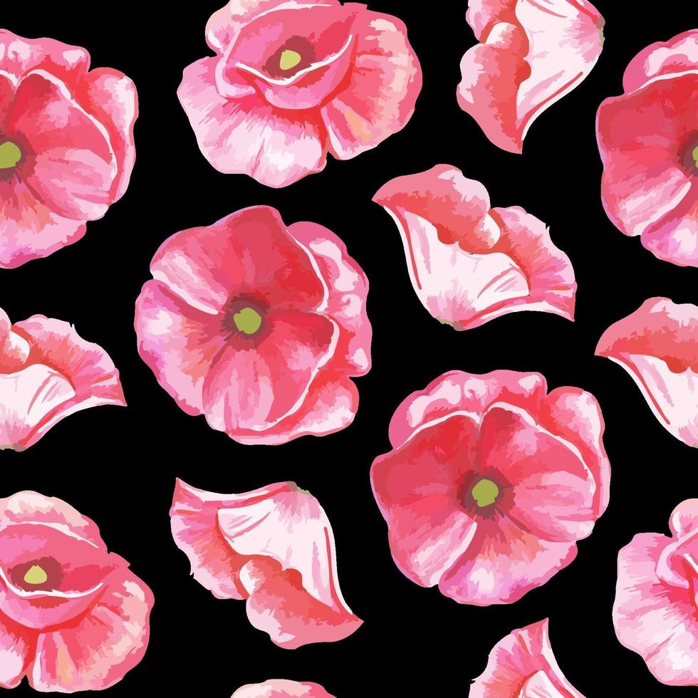 Vector illustration of a seamless pattern of different types of flowers of tulips