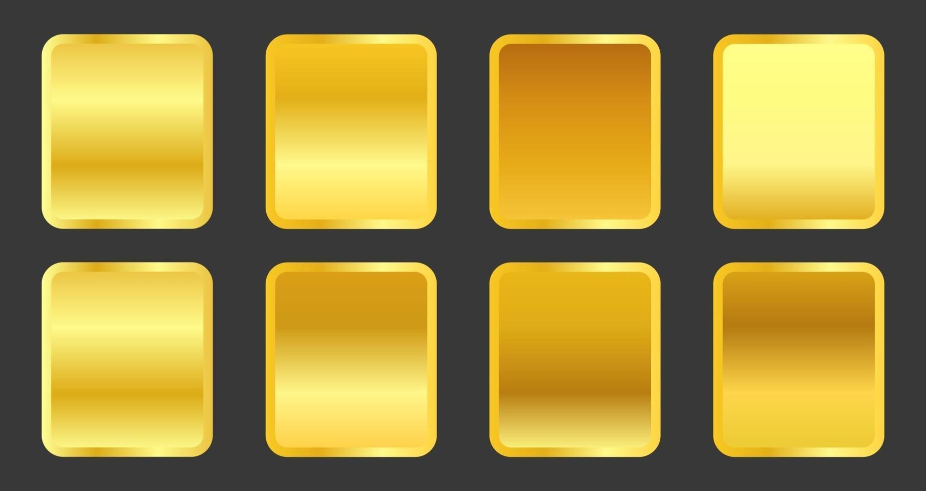 Set of yellow gold gradients metallic color vector