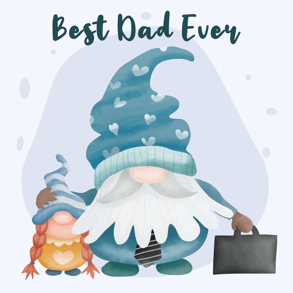 Watercolor gnomes fathers day vector