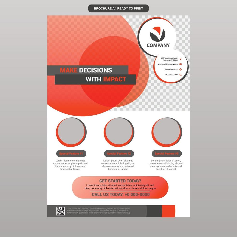 Red Circles Modern Business Brochure Template vector