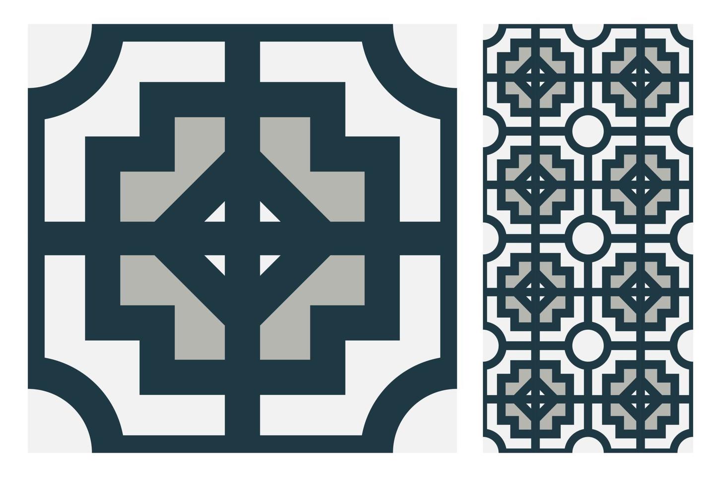 vintage tiles patterns antique seamless design vector