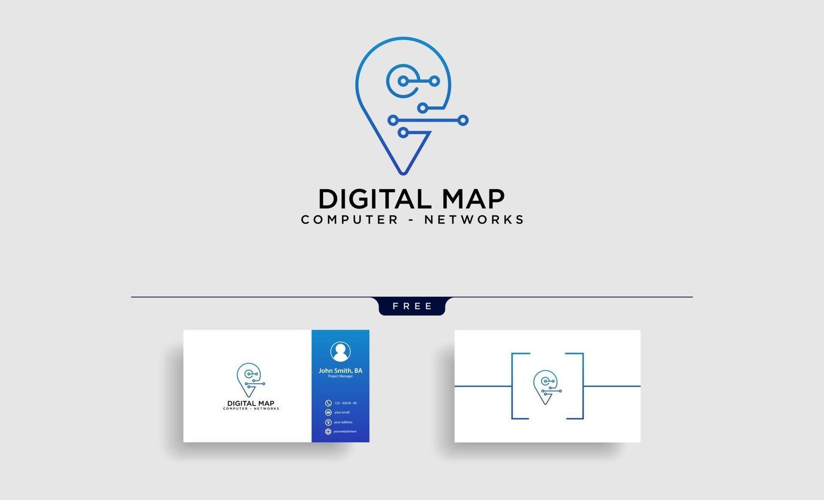 digital pin map line logo template vector illustration icon element isolated  vector