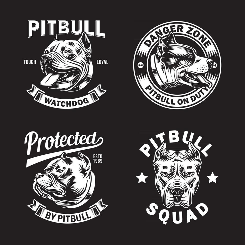 Colección de logotipos y emblemas de perros pit bull terrier vector