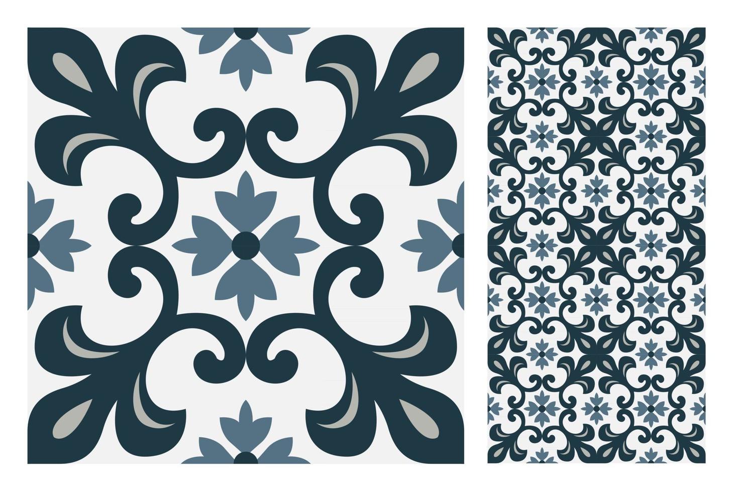 vintage tiles patterns antique seamless vector