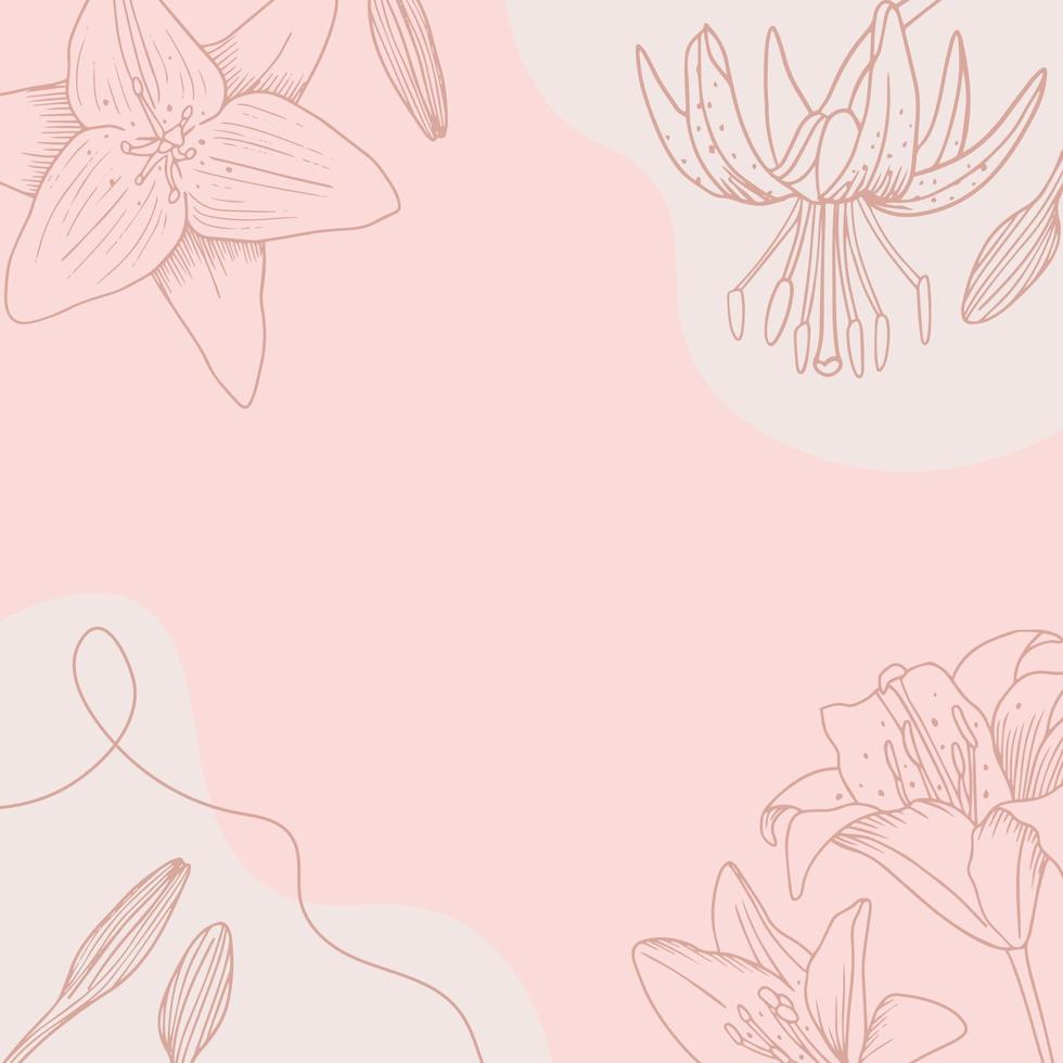 Floral background with lilies flowers vector