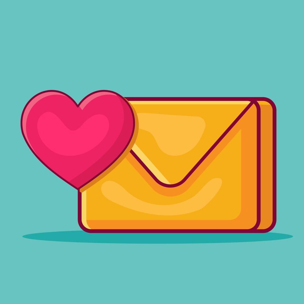 Ilustración aislada del símbolo del concepto de la carta de amor en estilo plano vector