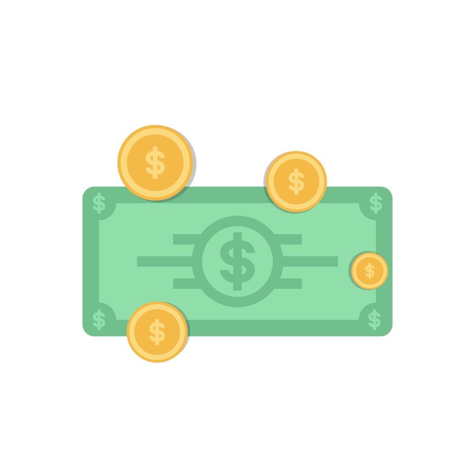 Dollar bill and coins vector illustration design