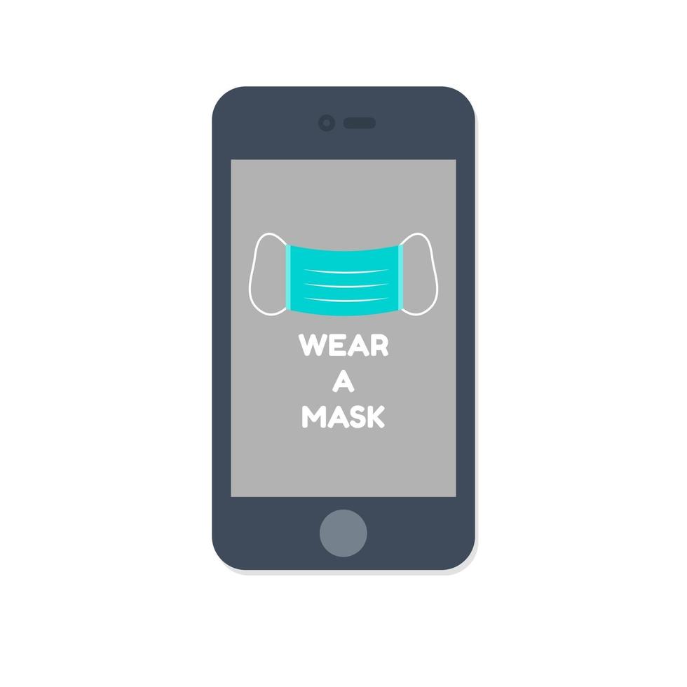 wear a mask safety sign on mobile device vector