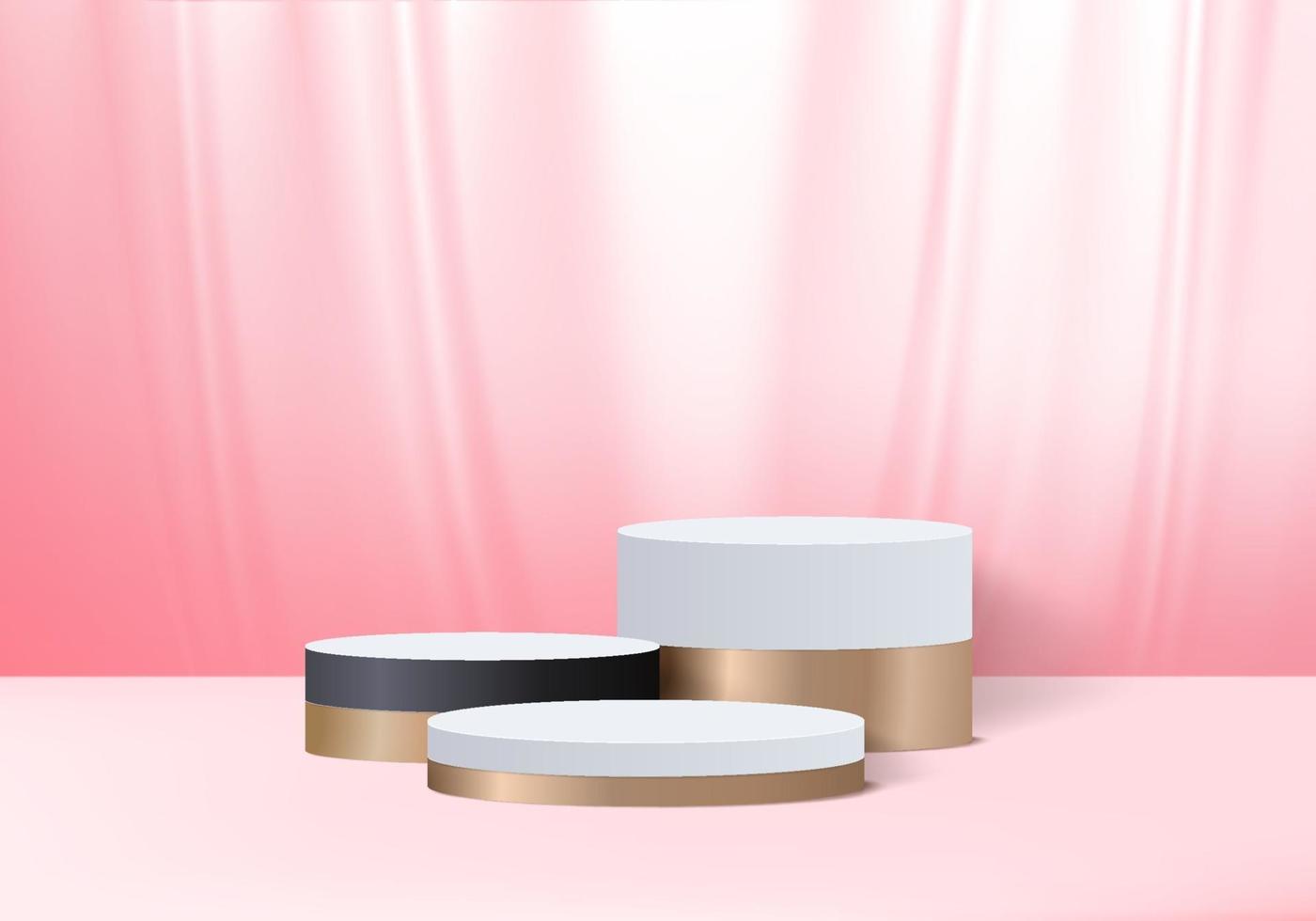 Podio rosa mínimo y escena con vector de render 3d en composición de fondo abstracto Ilustración 3d simulacro de escena geometría forma plataforma formas para exhibición de producto escenario para producto en moderno