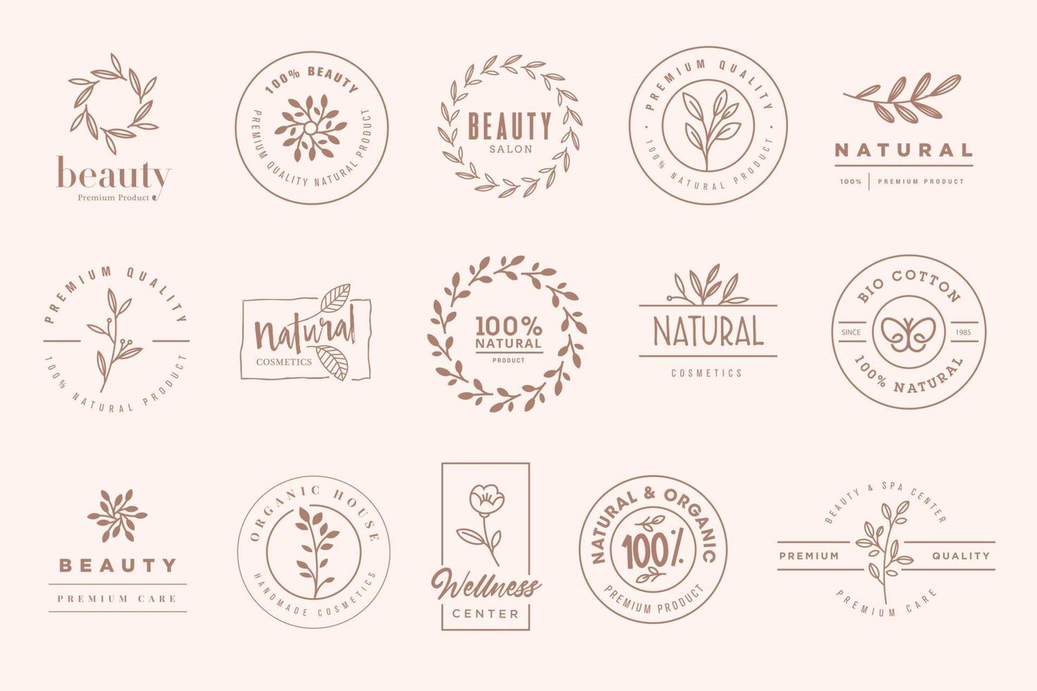 Conjunto de etiquetas vintage e insignias de belleza. vector