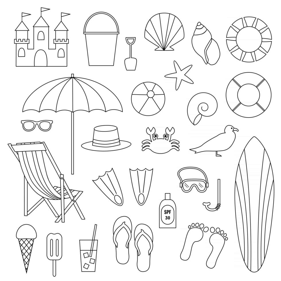 beach illustrations digital stamps vector