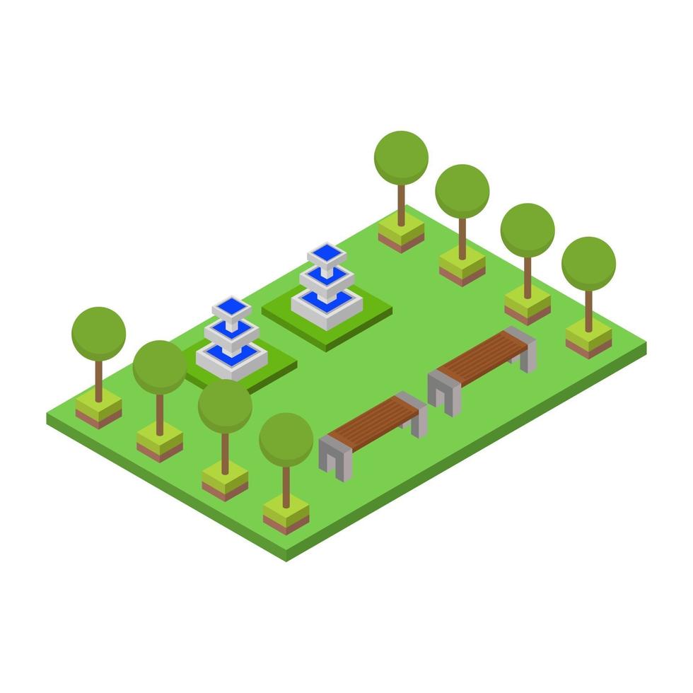 Isometric Park On White Background vector