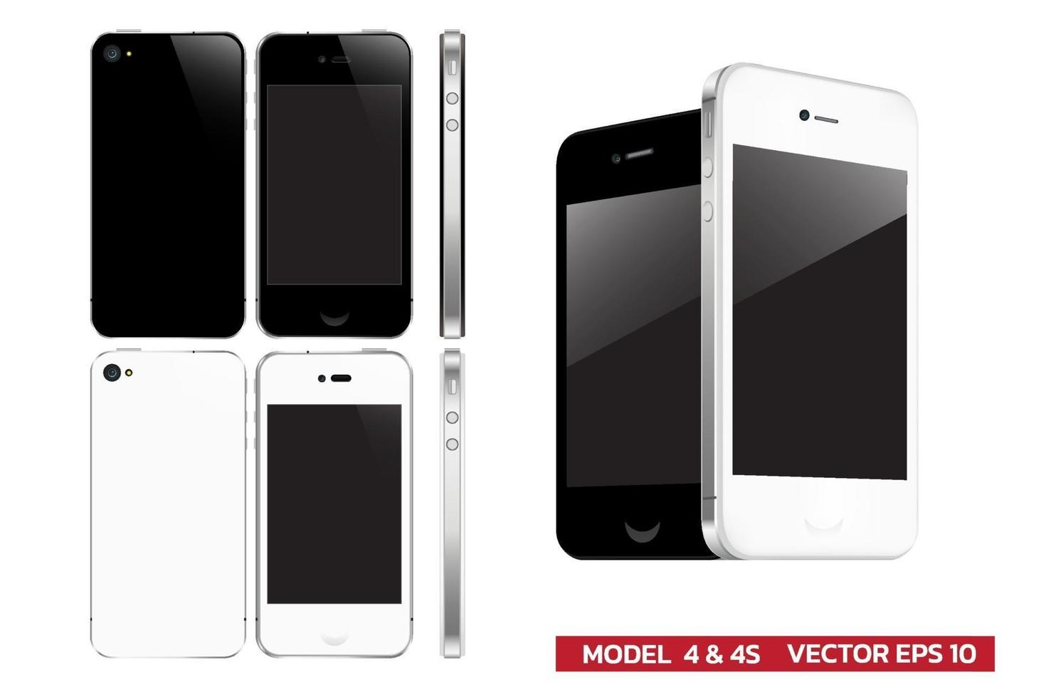 maqueta de la generación de teléfonos populares en la ilustración vectorial realista de cuarta generación para la presentación vector