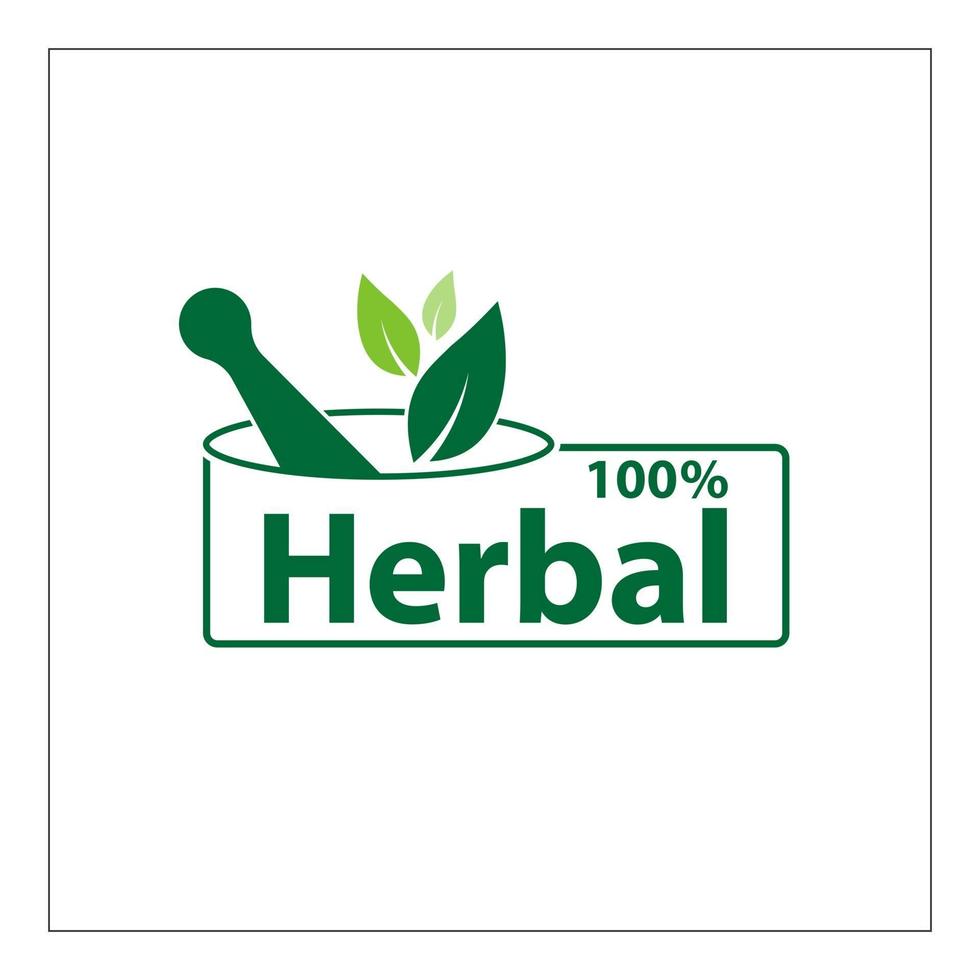 Plantilla de logotipo herbal verde herbal 100 sobre fondo blanco. vector