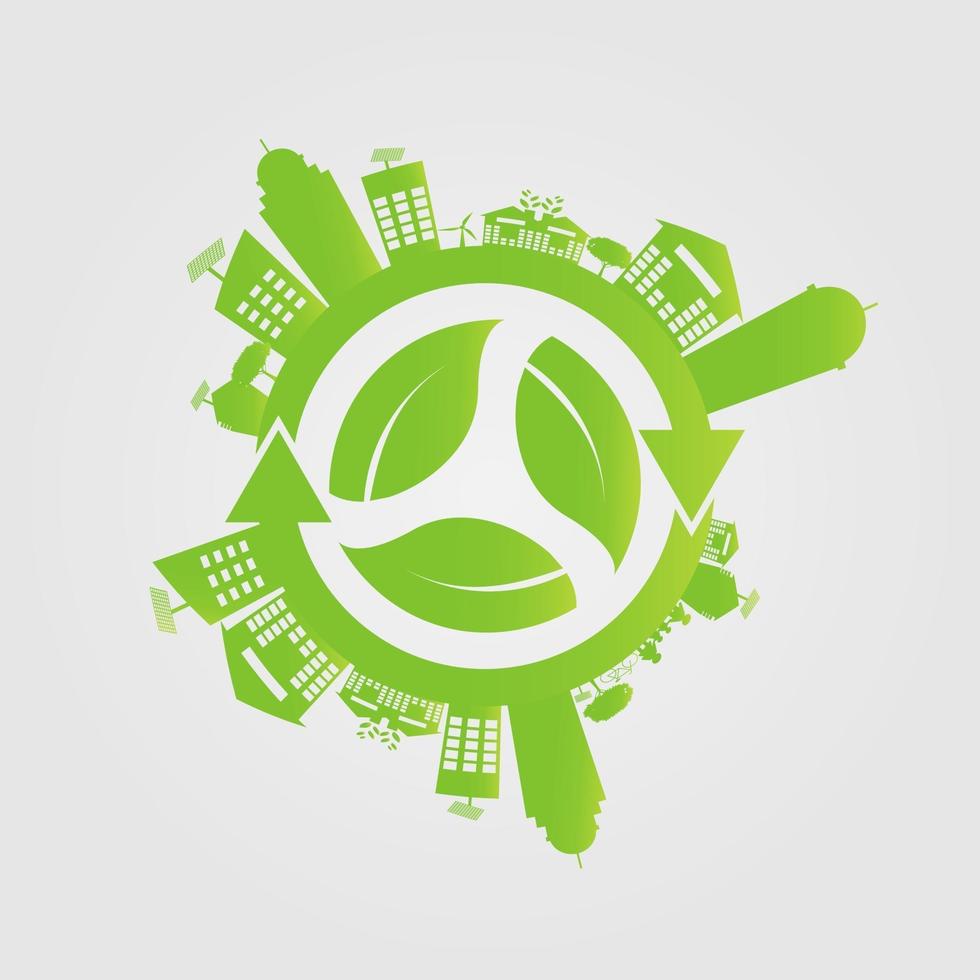 Ecology concept save world green Cities Helps the World With eco Friendly Concepts vector