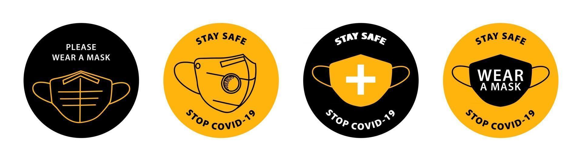Please wear mask icon vector signage