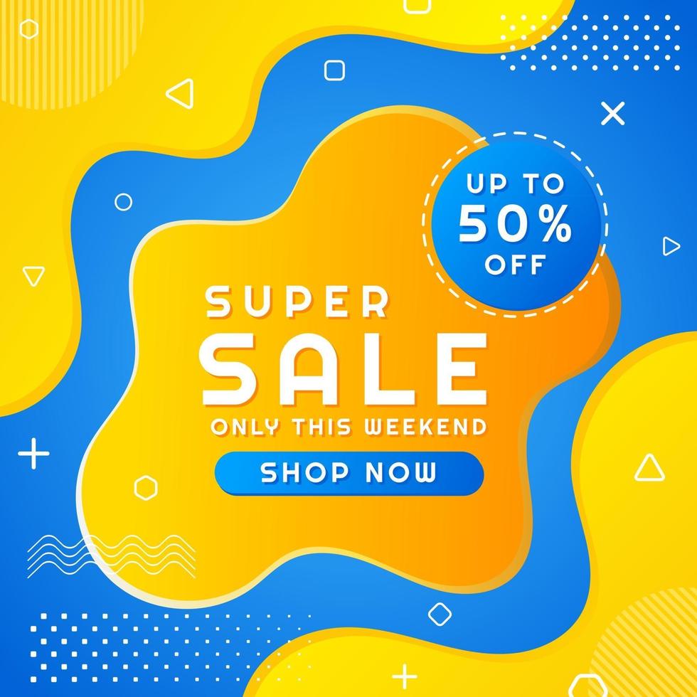 Super sale banner  modern fluid art design colorful bright halftone style use for business event vector