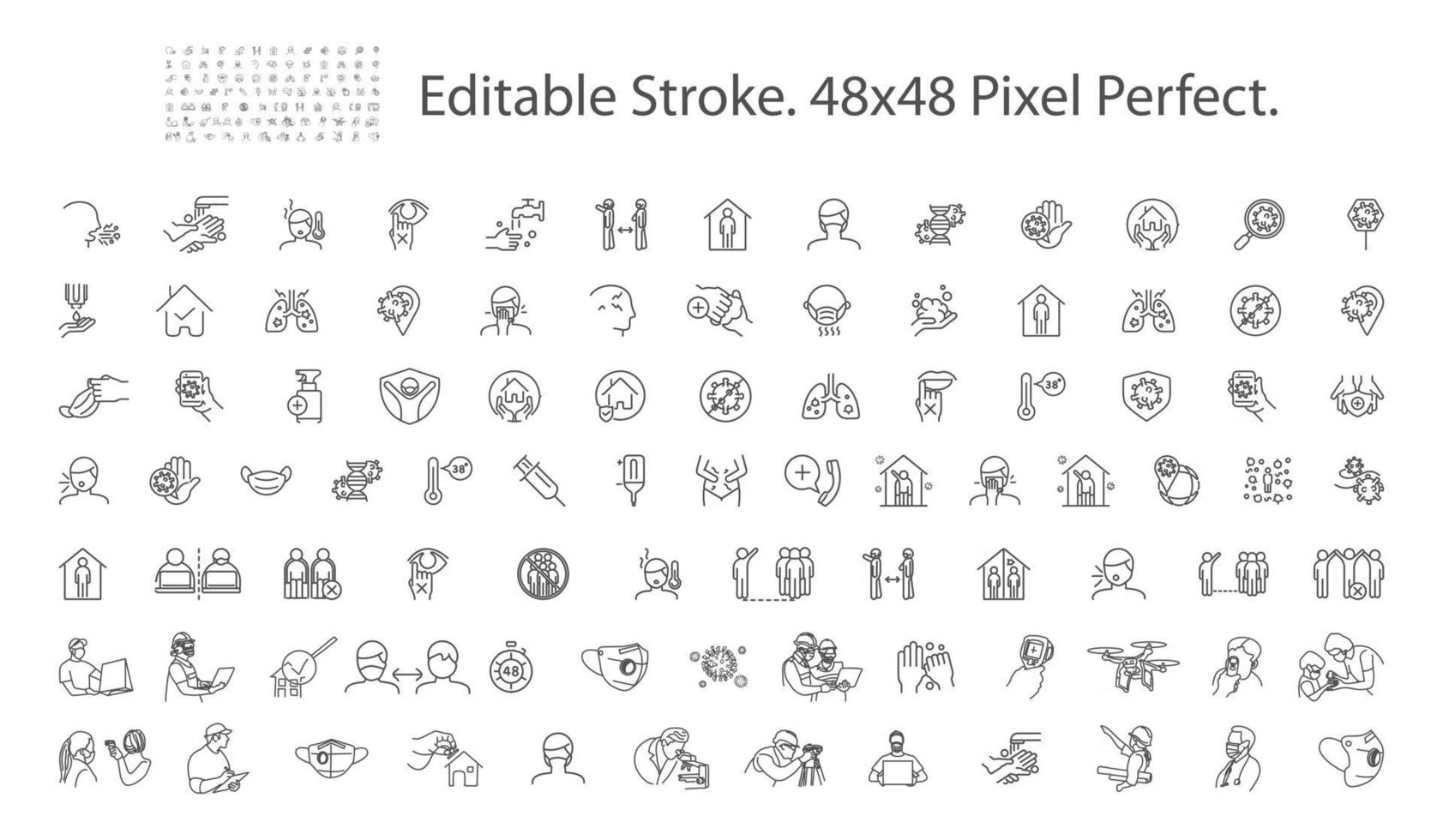 Coronavirus covid19 Related Vector Line Icons