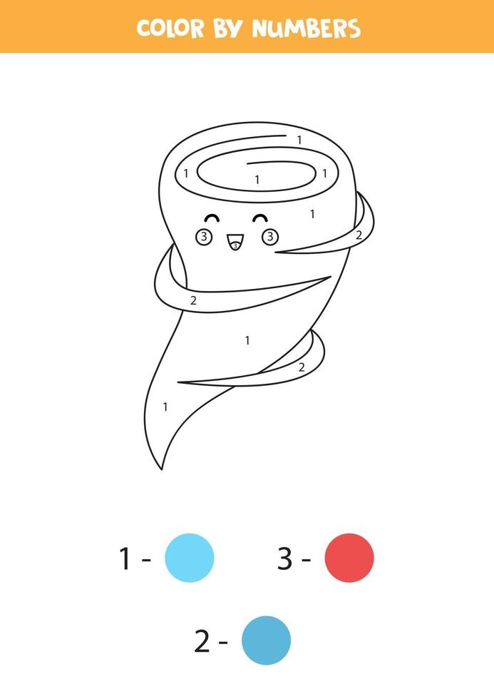 Color cute tornado by numbers Worksheet for kids vector