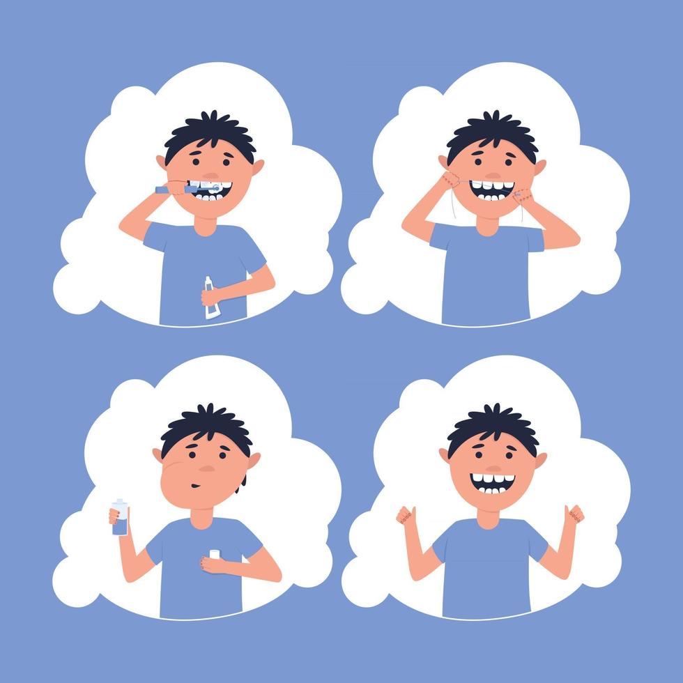 Set of boy oral care vector