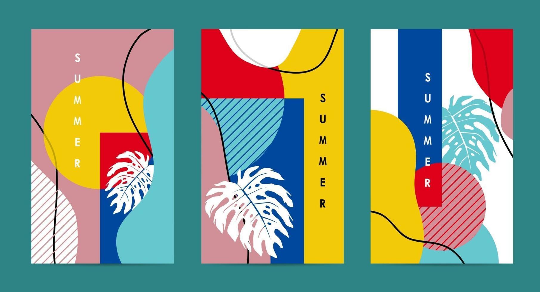 Trendy abstract art Summer layout poster background vector