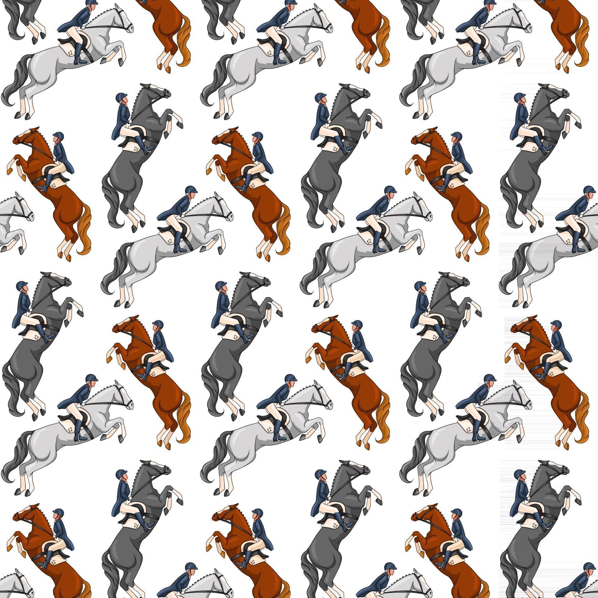 Horseback Riding Seamless Pattern Woman Riding a Horse 2513148 Vector