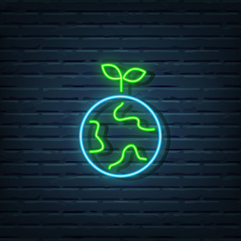 Ecology Earth Neon Sign vector
