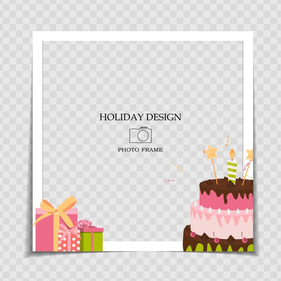 Party Holiday Photo Frame Template for post in Social Network vector