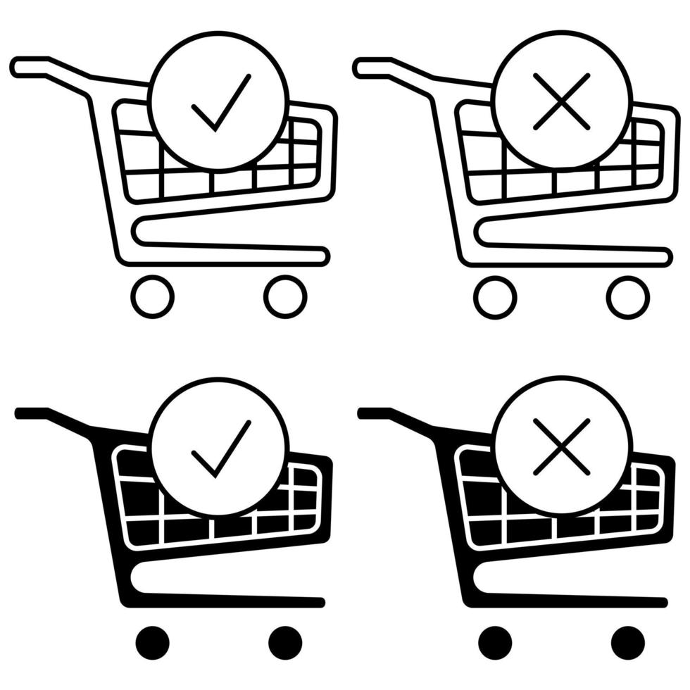 Shopping cart and check mark icon vector