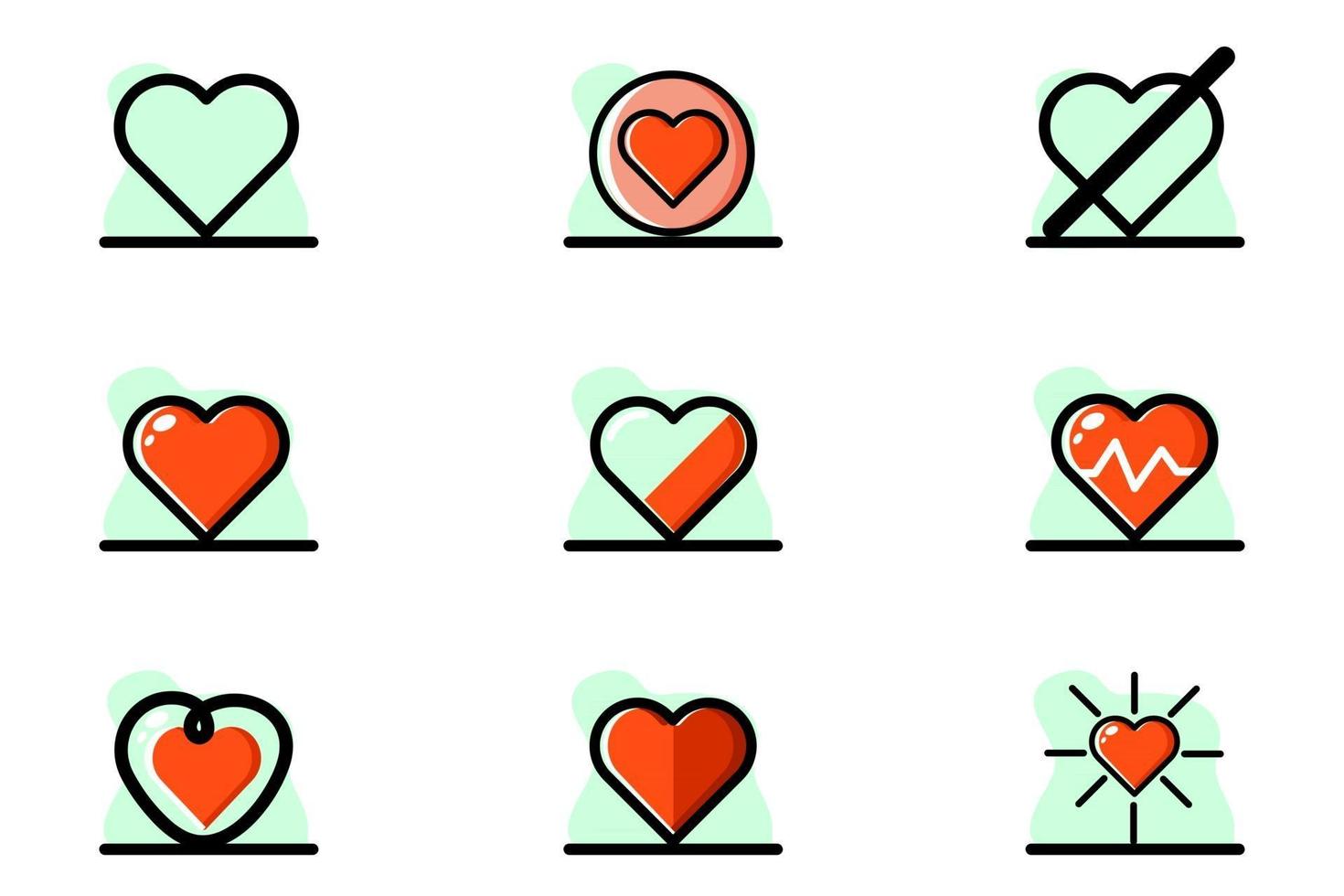 Heart Icon Set Illustration Design Conceptual Vector