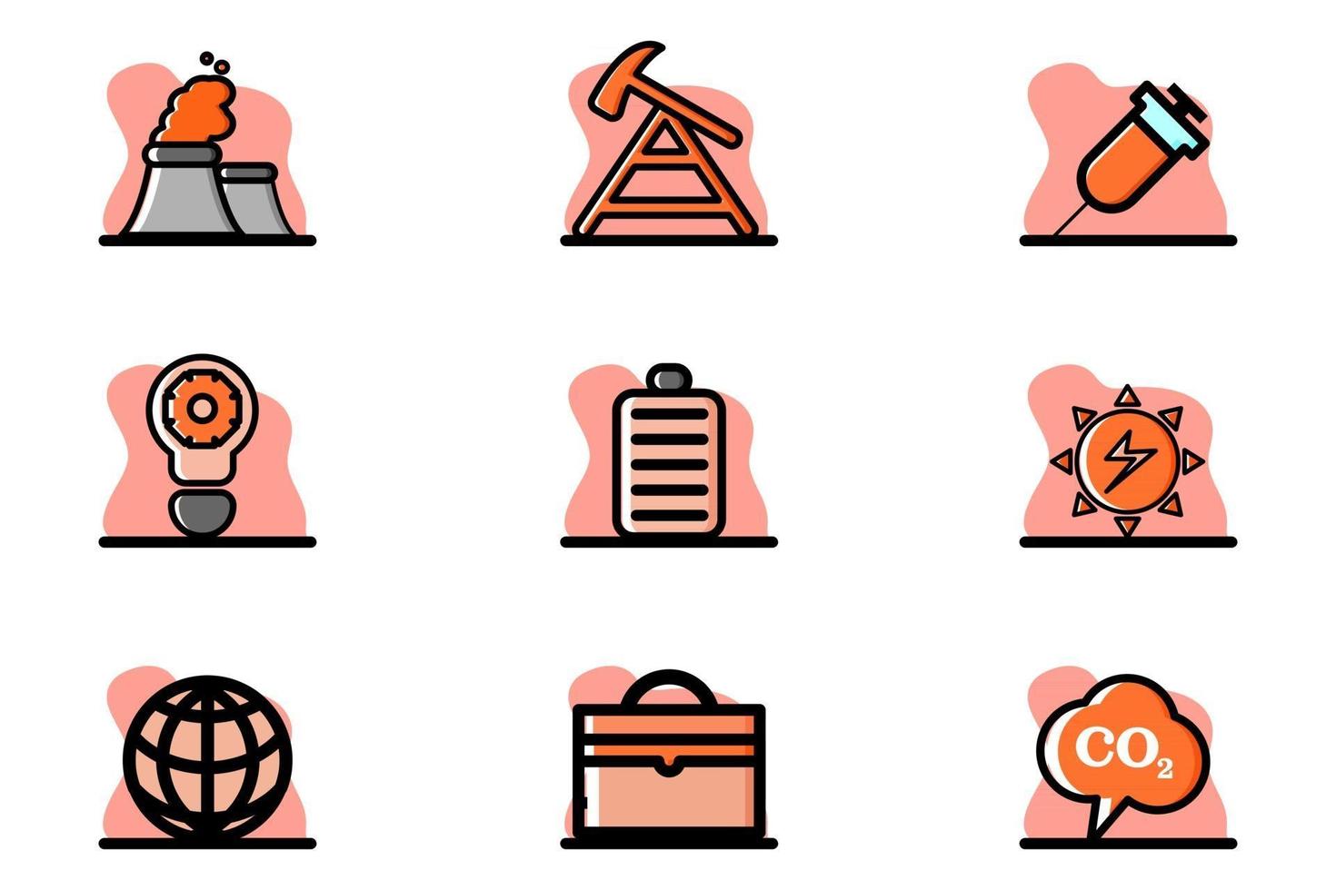 Conceptual Industry Vector Icon Set Illustration Design