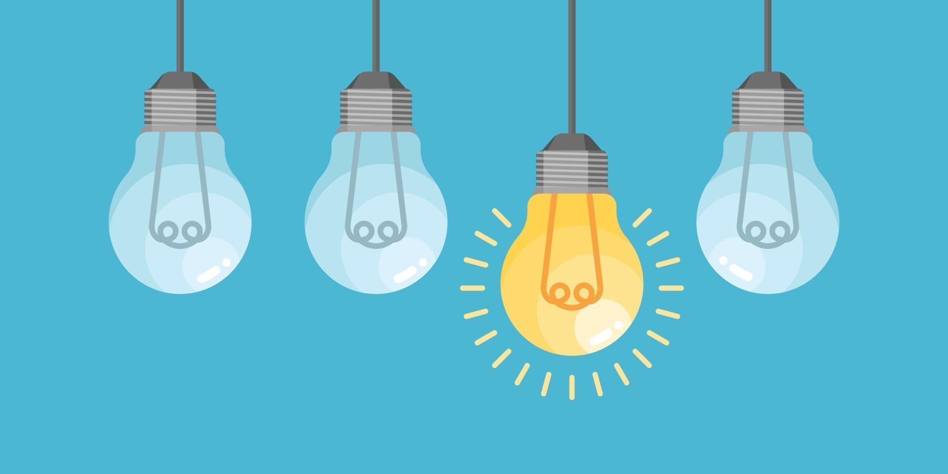 Light bulbs creative idea vector
