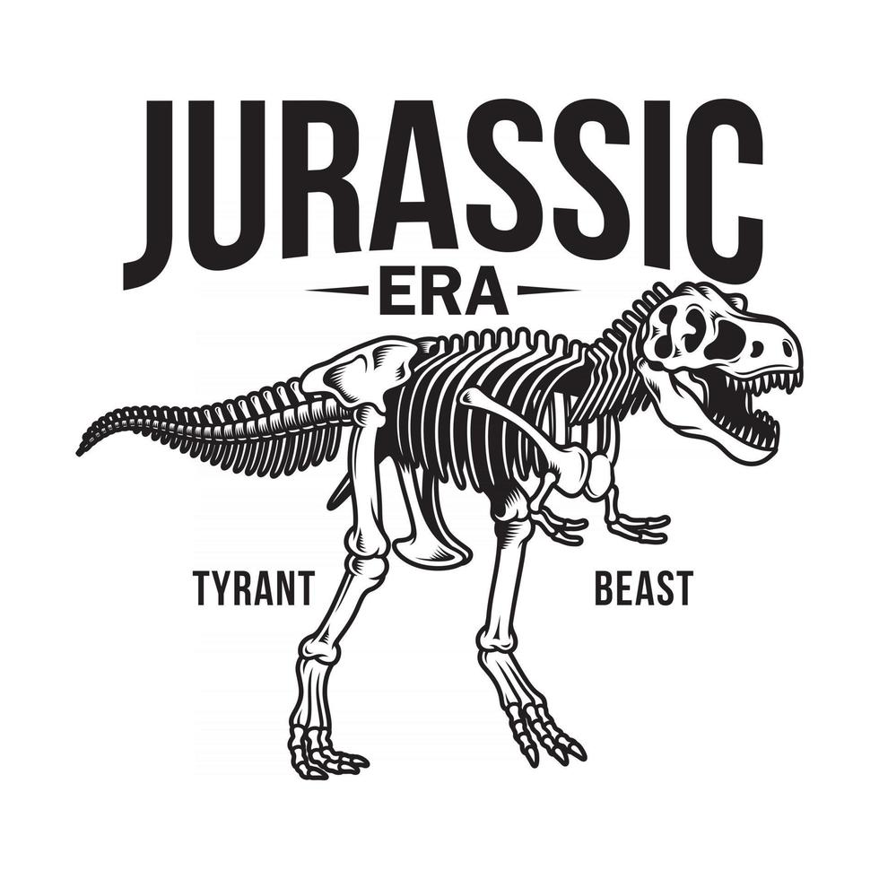 Tyrannosaurus Rex Skeleton On White vector