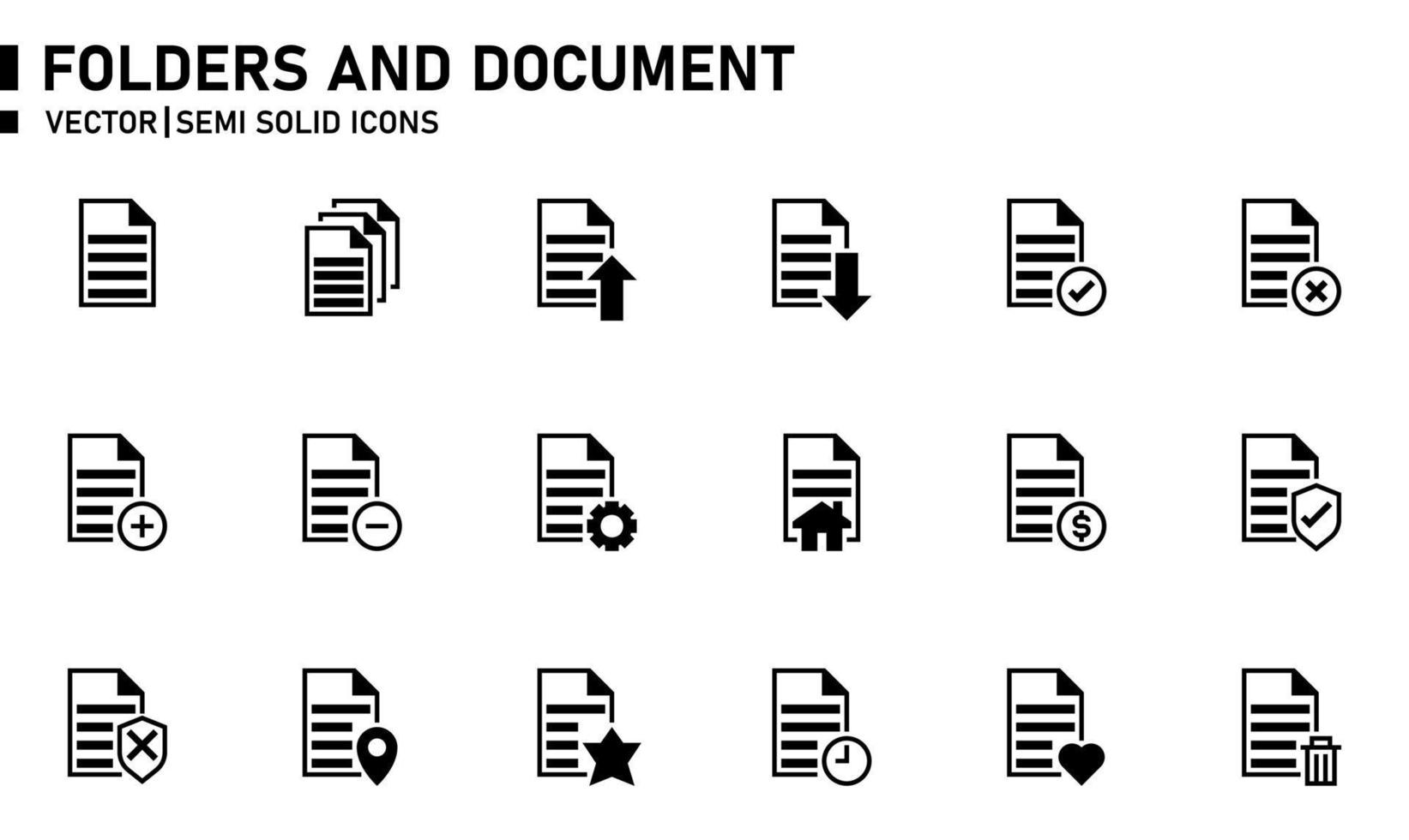 Carpetas y documento icono semisólido vector