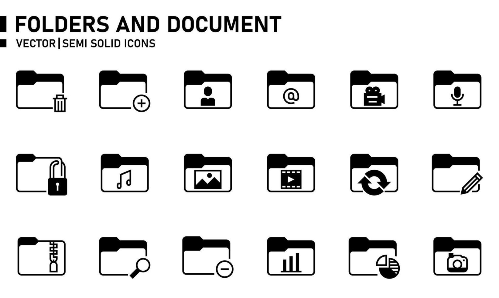 Folders and Document Semi Solid Icon vector
