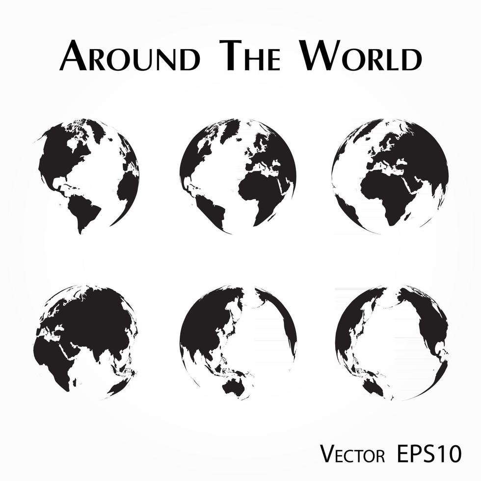 around the world  outline of world map vector