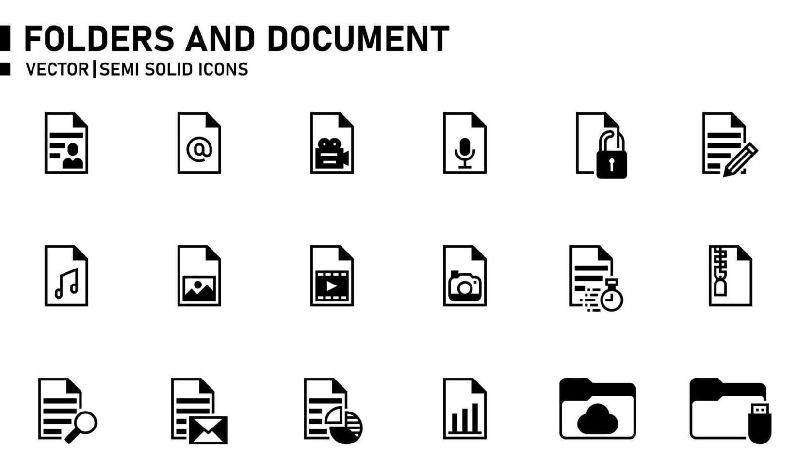 Folders and Document Semi Solid Icon vector