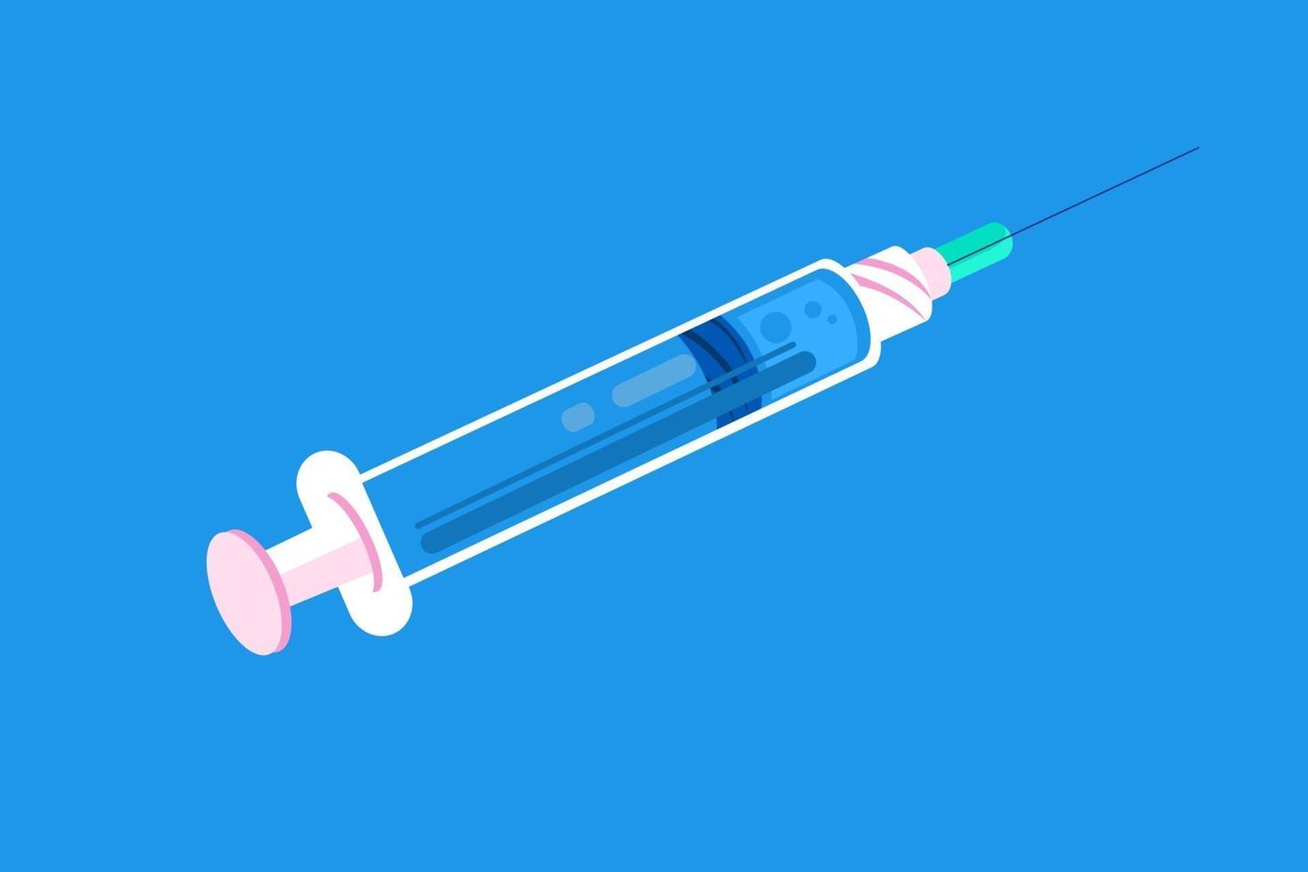 Vector isolated flat style vaccination syringe
