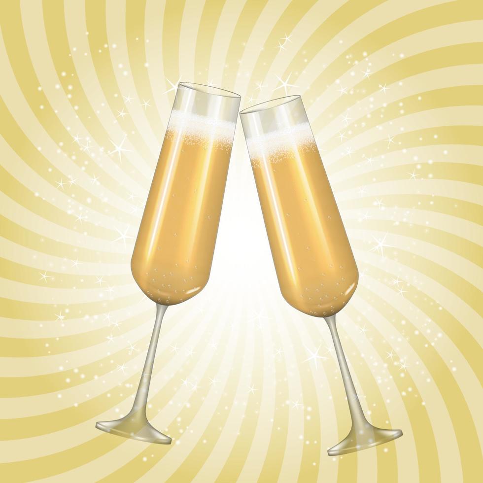 Realistic 3D champagne Golden Glass background vector