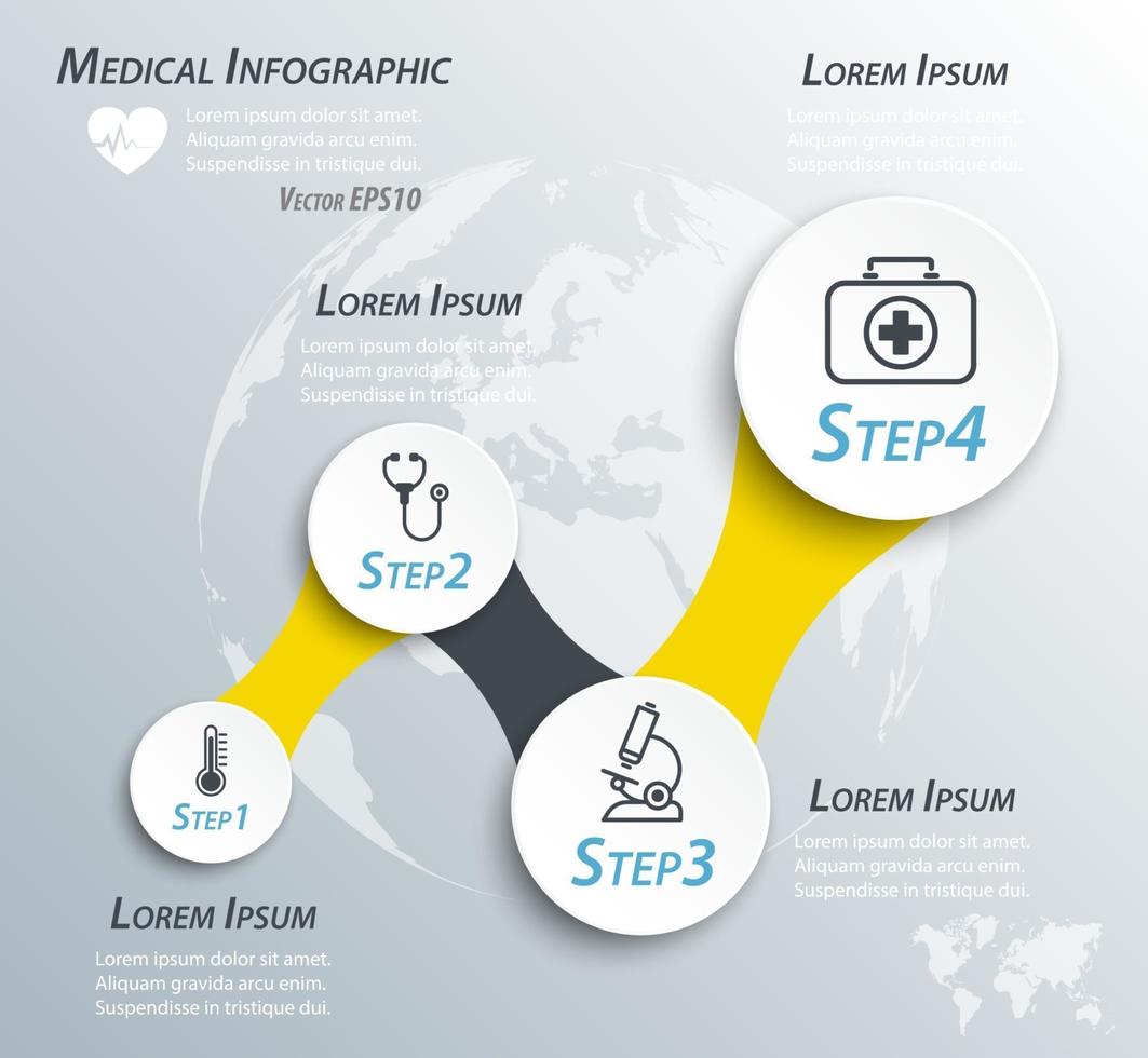 infografía de línea de tiempo médica e icono de línea vector