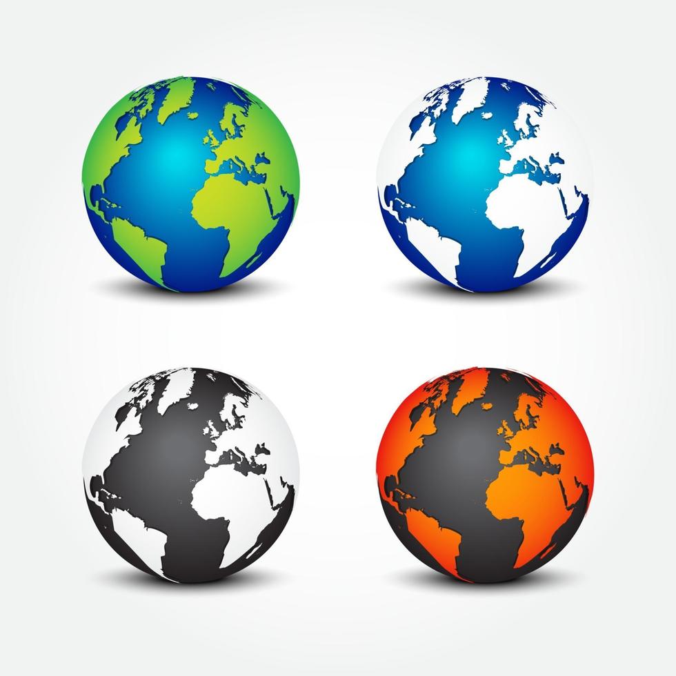 conjunto de 4 estaciones globales en diferentes colores. vector