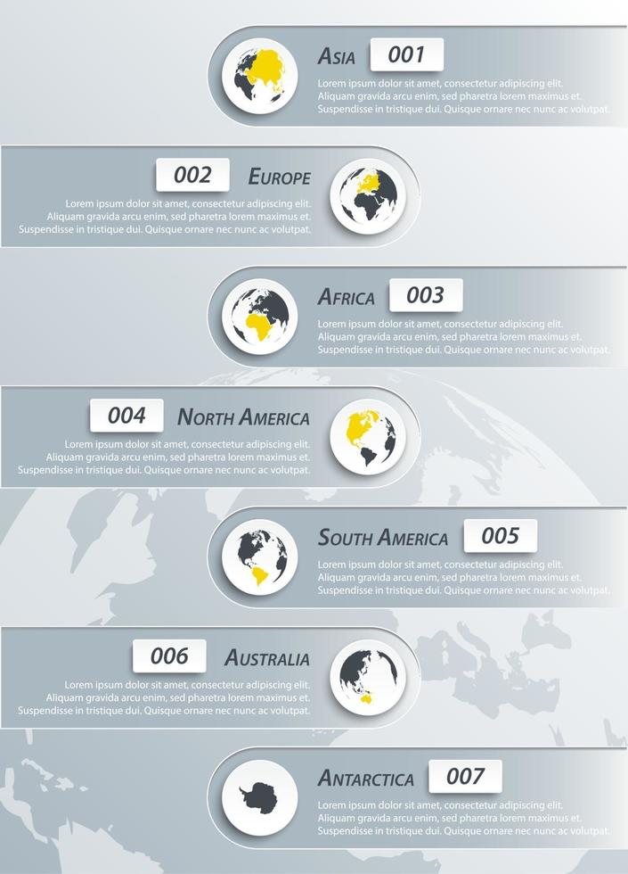 Continents infographic  asia  europe  africa  northern america  southern america  australia  antarctica vector