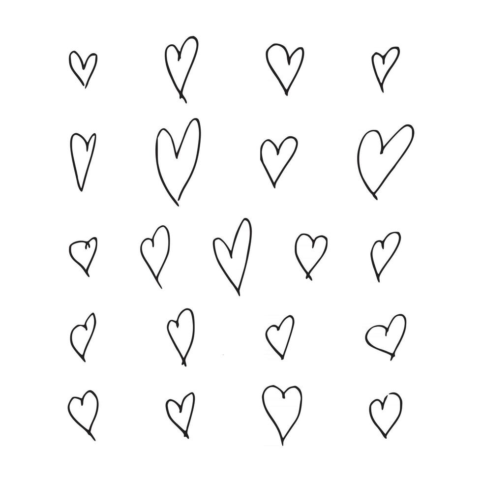 Set of hand drawn hearts isolated on white background Vector illustration for your graphic design