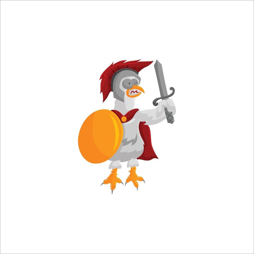 ilustración de mascota tostadora espartana usar casco escudo espada vector