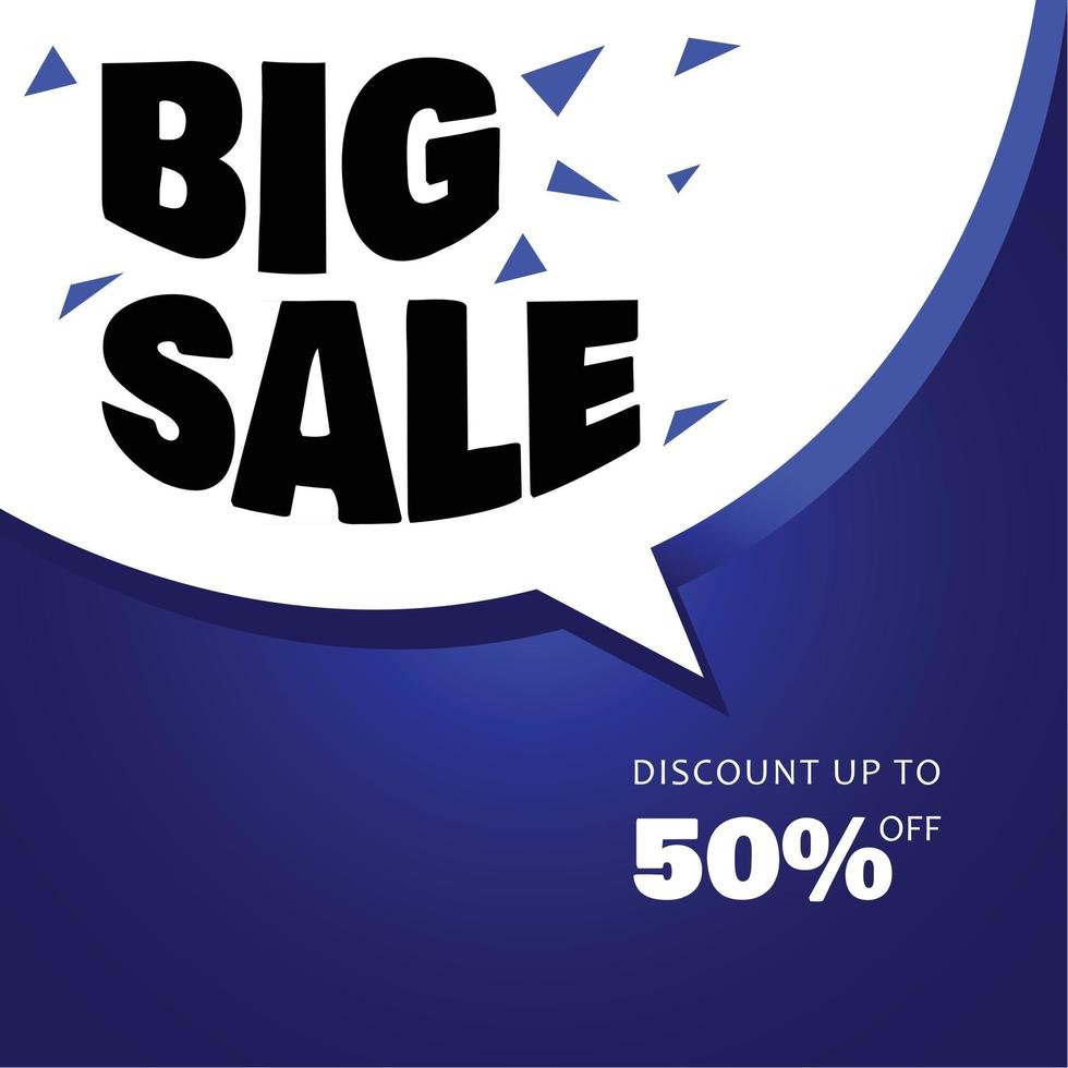 big sale banner text in bubble speech blue background for promotion vector