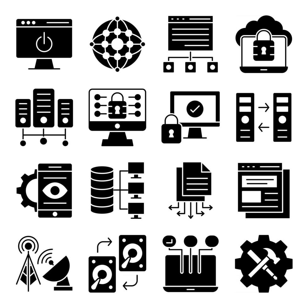 Pack of Computer Accessories Solid Icons vector